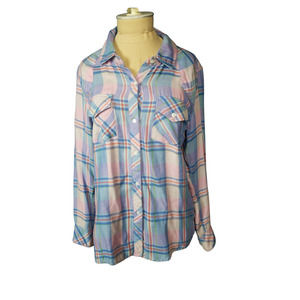 Rails Pastel Color Flannel Type Western Button Down Size Small